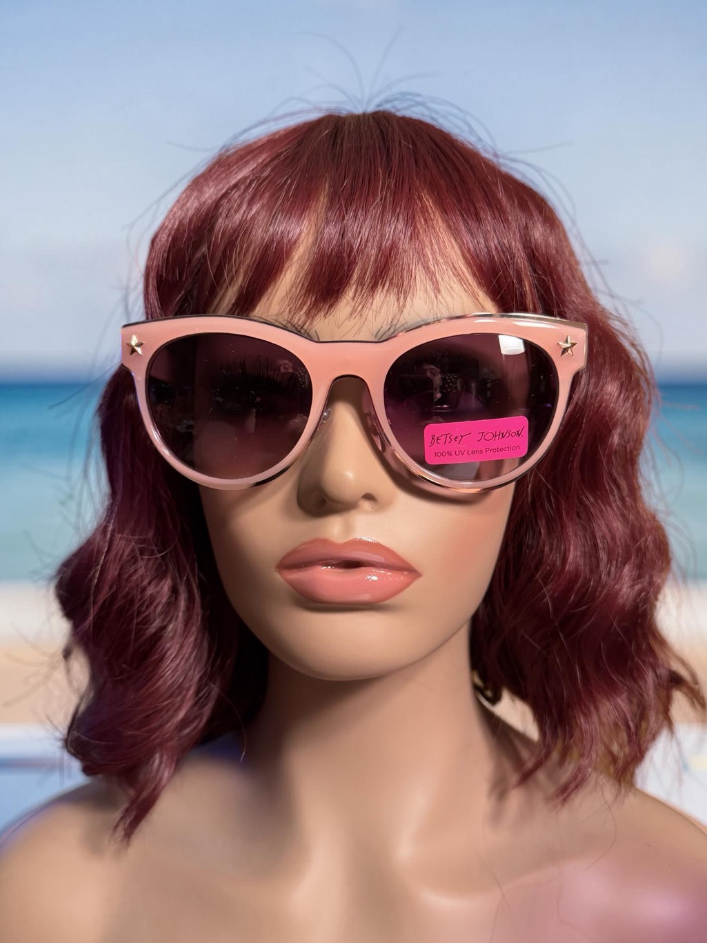 Betsey Johnson Nwt Pretty Pink Rose Gold Star-Accent Cat Eye Sunglasses (G009)